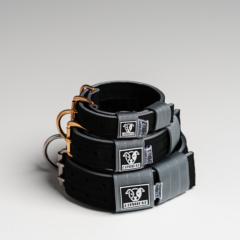 Black + Grey Duty Heavy Dog Collars