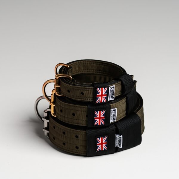 Olive + Black (British) Heavy Duty Dog Collars
