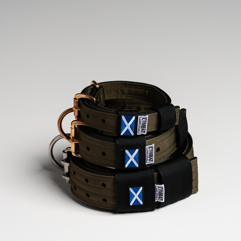 Olive + Black (Scottish) Heavy Duty Dog Collars